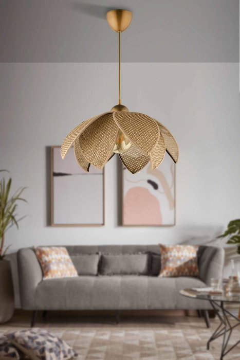Opviq Lámpara de Araña Beige y Dorado Ajustable